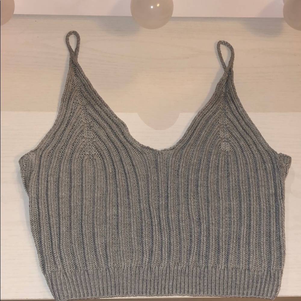 Grey sweater cropped tank